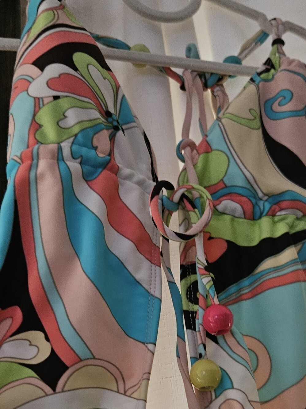 Hot Kiss Turquoise and Coral Multi-Color One-Piece Swimsuit - Picture 3 of 7